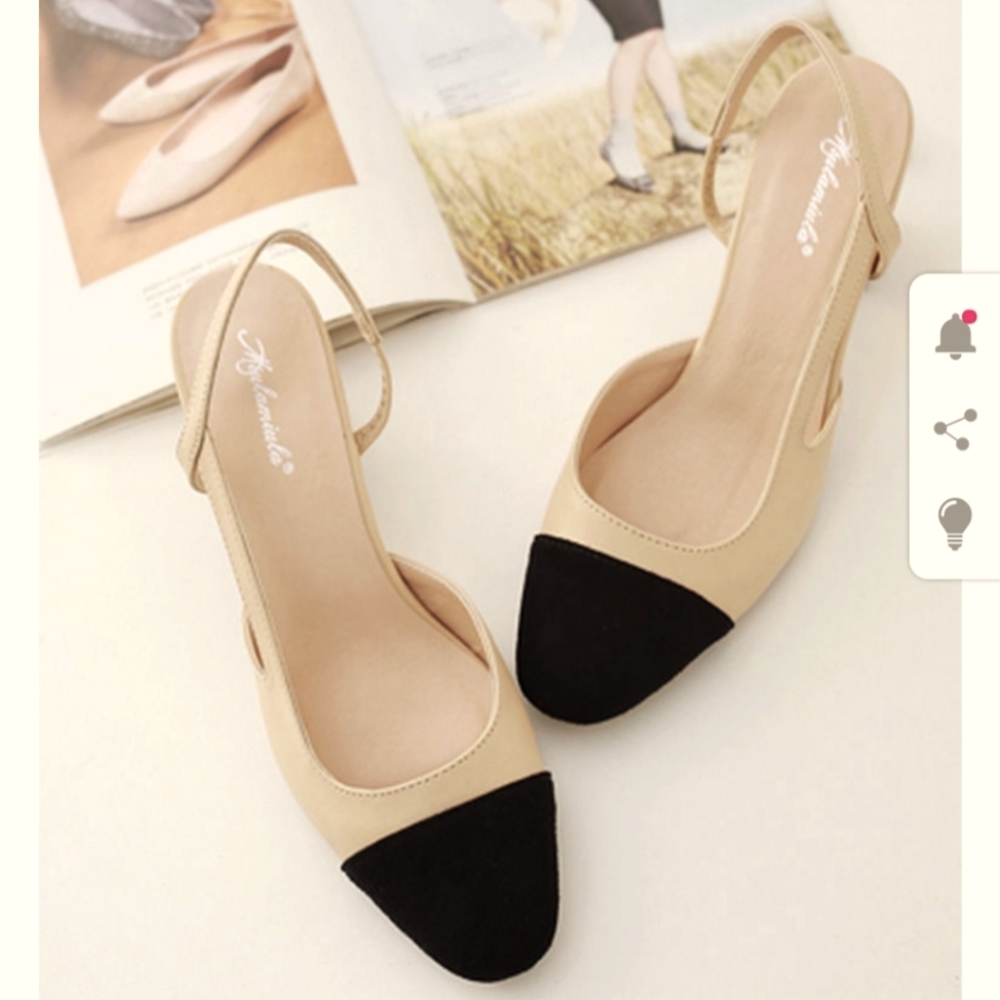 COPY - Two tone nude slingback block heels